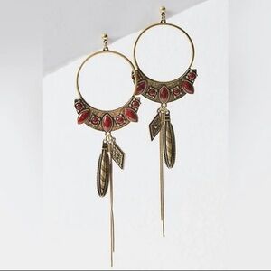 Free People Winona Hoops in Brass and Red Jasper